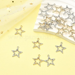 20色合金ラインストーンペンダント2個。  中空のスターチャーム  ミックスカラー  23x21x2mm  穴：1.5mm  10個/カラー&nbsp;ALRI-YW0001-26
