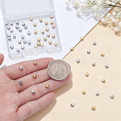 60個2色304ステンレススチールビーズ  クロス  ミックスカラー  4x4x2.5mm  穴：1.4mm  30個/カラー&nbsp;STAS-UN0064-96