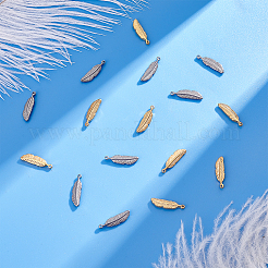 16個2色304ステンレスペンダント  羽  ゴールデン·ステンレス鋼色  20x5.5x3mm  穴：1mm&nbsp;STAS-UN0036-85