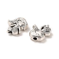 チベット風合金ビーズ  カドミウムフリー＆鉛フリー  人魚  アンティークシルバー  12.5x10x3.5mm  穴：1.4mm  約961個/1000g&nbsp;FIND-C043-045AS