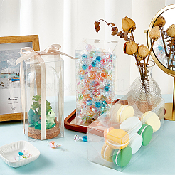 透明なプラスチックポリ塩化ビニール箱のギフト包装  防水折りたたみボックス  長方形  8x8x18cm&nbsp;CON-WH0099-32B