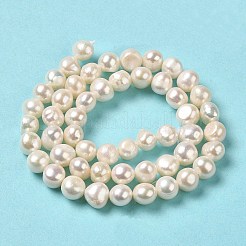 天然養殖淡水パールビーズ連売り  研磨両側  グレード4 A  リネン  6.5~7x6.5~8x6~6.5mm  穴：0.6mm  約52~53個/連  13.58~13.78''（34.5~35センチメートル）&nbsp;PEAR-E017-10