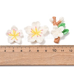 オペーク樹脂カボション  花  フローラルホワイト  21~34.5x23.5x29.5x6~7.5mm  約3個/セット&nbsp;CRES-A064-01A