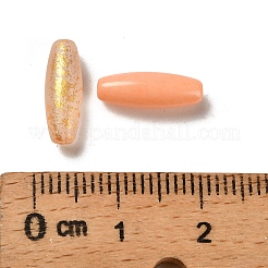 プリントガラスビーズ  長方形の長い楕円形  混合スタイル  ライトサーモン  12.5x4.5mm  穴：0.9~1mm  約2857個/1000g&nbsp;GLAA-C037-01J