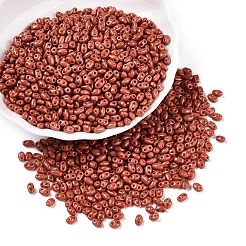 焼付塗装ガラスシードビーズ  2穴  オーバル  チョコレート  5~6x2.5~3.5x3mm  穴：0.7~0.9mm  約7500個/ポンド&nbsp;SEED-T006-03T