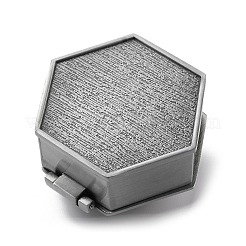 六角形の亜鉛合金のアクセサリー箱  ギフト収納用の 3D ローズ ケース  アンティークシルバー  5.6x5.8x3.4cm&nbsp;OBOX-WH0001-03