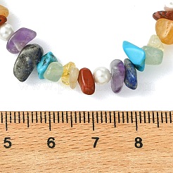 7チャクラ対応の天然石＆合成石ビーズネックレス  ナゲット  カラフル  15.47インチ（39.3cm）&nbsp;NJEW-JN06634