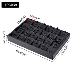 1コンパートメント木製リングプレゼンテーションボックス24個  PUレザーで覆われた  ブラック  18x25x3.2cm  コンパートメント：3.8x3.6x1.8センチメートル&nbsp;RDIS-PH0001-007