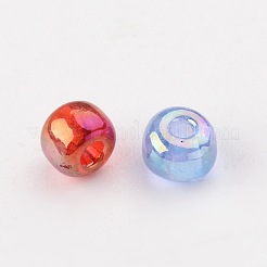 ラウンドガラスシードビーズ  透明色の虹  ラウンド  ミックスカラー  6/0  4mm  穴：1.5mm  約4500個/ポンド&nbsp;SEED-A007-4mm