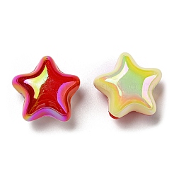 UVメッキレインボー虹色不透明アクリルビーズ  キラキラビーズ  ツートン  スター  ミックスカラー  18.5x20x11mm  穴：1.6mm&nbsp;X-MACR-D081-13