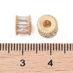 真鍮のガラスビーズ  ニッケルフリー  コラム  透明  7x5mm  穴：2.8mm&nbsp;KK-B100-014G