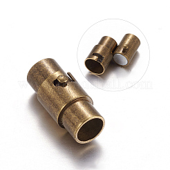 真鍮製ロッキングチューブマグネットクラスプ  コラム  アンティークブロンズ  15x7mm  穴：4.8mm&nbsp;LS-KK-MC077-AB