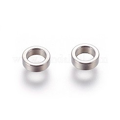 変色しない304ステンレススチールスペーサービーズ  フラットラウンド  ステンレス鋼色  6x2mm  穴：4mm&nbsp;X-STAS-P232-01P