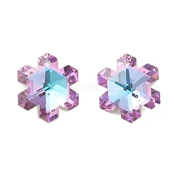 電気メッキガラスチャーム  バックメッキ  多面カット  スノーフレークチャーム  プラム  20x17.5x9mm  穴：1.4mm&nbsp;GLAA-A008-05