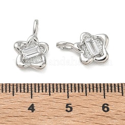 バレンタインデーの真鍮マイクロパヴェクリアキュービックジルコニアチャーム  花のチャーム  プラチナ  15x10x4mm  穴：3.5x1.5mm&nbsp;KK-C259-14P