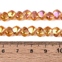 電気メッキ透明ガラスビーズ連売り  ナゲット  トップ掘削  オレンジ  6.5x7.5x4.5~5mm  穴：0.8~1mm  約99~100個/連  21.26~22.24インチ（54~56.5cm）&nbsp;EGLA-Q133-01A-10