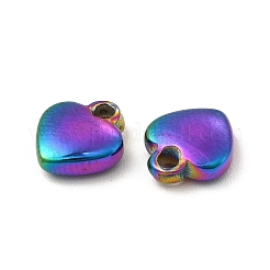 イオンプレーティング（IP）304ステンレススチールチャーム  ハートチャーム  虹色  7.5x6x2mm  穴：1.2mm&nbsp;STAS-A070-36MC