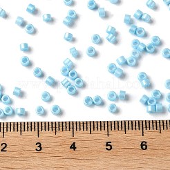 焼付塗装ガラスシードビーズ  シリンダー  ライトスカイブルー  2.5x2mm  穴：1.4mm  約5039個/50g&nbsp;X-SEED-S042-15A-10