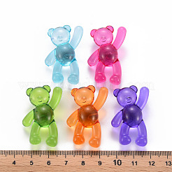 透明なアクリルビーズ  クマ  ミックスカラー  37x28x13mm  穴：2.5mm  約133個/500g&nbsp;MACR-S373-01B