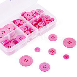 4  - 正孔樹脂ボタン  フラットラウンド  ショッキングピンク  11~25x2~3mm  穴：1~2mm  190個/セット&nbsp;RESI-TA0004-11A-01