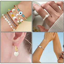 30個3スタイルの天然淡水シェルビーズ  ムーン＆スター＆ハート  貝殻色  6~12x6~9.5x3mm  穴：0.9mm  10個/スタイル&nbsp;BSHE-CJ0001-09