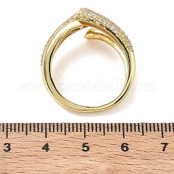 女性用真鍮マイクロパヴェキュービックジルコニアカフオープンリング  長持ちメッキ  ラックめっき  18KGP本金メッキ  透明  18mm  usサイズ8 1/2(18.5mm)&nbsp;RJEW-L343-12G-01