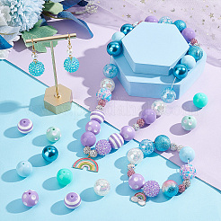 アクリルビーズセット1セット  ラウンド  シアン  シアン：19~20x18~19.5mm  穴：2~3mm  50個/セット&nbsp;FIND-PH0007-04B