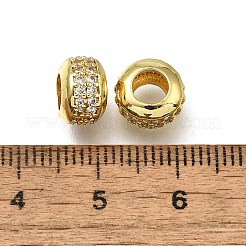 真鍮マイクロペーブクリアキュービックジルコニアヨーロッパビーズ  ロンデルホイールの大きな穴のビーズ  長持ちメッキ  ラックめっき  鉛フリー＆カドミウムフリー  18KGP本金メッキ  9x6mm  穴：4.5mm&nbsp;ZIRC-I070-095G