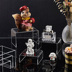 透明なアクリルのミニフィギュアディスプレイライザー  化粧品用  人形  モデル表示  透明  80x83~123x36~76mm  3個/セット&nbsp;AJEW-WH0166-36