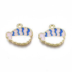 メッキ合金エナメルチャームラック  カドミウムフリー＆ニッケルフリー＆鉛フリー  魚  ミックスカラー  15x17x2mm  穴：1.5mm&nbsp;PALLOY-T077-169