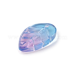 ガラスビーズ  トップ掘削  葉  空色  18x11x3mm  穴：1mm&nbsp;GLAA-WH0033-42A