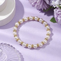 CCB イミテーションパールブレスレットセット  女性用304ステンレススチールビーズ付き  ゴールドカラー  2-1/4インチ（5.8cm）&nbsp;BJEW-JB11055-03