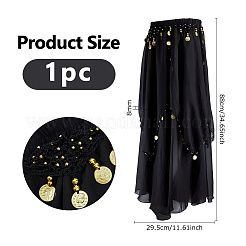 スパンデックススカート  鉄のチャーム付き  パーティーのために  ベリーダンス  衣服の装飾  ブラック  880x295x8mm&nbsp;AJEW-WH0709-264A
