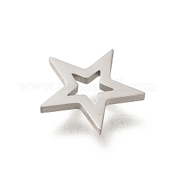 304ステンレススチールチャーム  レーザー切断  ステンレス鋼色  スター  9.5x10x1mm  穴：4mm&nbsp;STAS-S144-01P-G