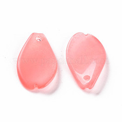 塗装ガラスペンダントスプレー  花弁  鮭色  16x9.5x2mm  穴：1mm&nbsp;GLAA-S190-014F-05