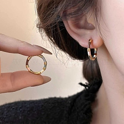 女性用カラフル合金エナメルハギーフープピアス  ゴールドカラー  18x3mm&nbsp;AL-CBA3C8B-17G