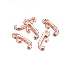 ローズゴールドメッキ合金文字ペンダント  ラックめっき  カドミウムフリー＆鉛フリー  文字.j  16x5x2mm  穴：1.5mm&nbsp;LS-X-PALLOY-J718-01RG-J