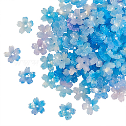 セルロースアセテート（樹脂）ビーズキャップ  5花びら  さくら  空色  10.5x11x4.5mm  穴：1mm&nbsp;RESI-CJ0001-221