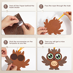 子供向けの秋の動物 DIY クラフト セット  フォームラバーステッカーを使ったクリエイティブなウールクラフト  ミックスカラー  140~73x126~167x2mm&nbsp;FIND-WH20019-114