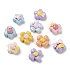 オペーク樹脂カボション  花と星とキャンディー  混合図形  ミックスカラー  11.5~14x11~14x6~7mm&nbsp;RESI-K027-30