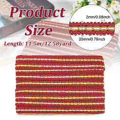 ムカデ編みポリエステルレーストリム  服飾材料  レッド  3/4インチ（20mm）  約12.58ヤード（11.5m）/カード&nbsp;OCOR-WH0079-22