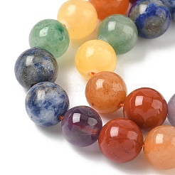 チャクラ天然混合宝石ビーズ連売り  ラウンド  8mm  穴：1.2mm  約44個/連  14.96''（38センチメートル）&nbsp;G-P574-A03-8mm