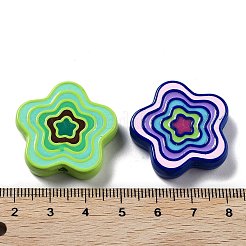 UVメッキアクリルビーズ  エナメル  虹色の  花  ミックスカラー  28.5x29x6mm  穴：2.7mm&nbsp;X-MACR-K357-04