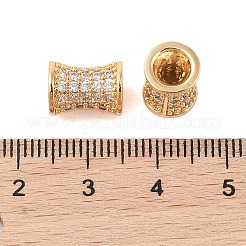真鍮マイクロペーブクリアキュービックジルコニアビーズ  ニッケルフリー  コラム  ゴールドカラー  10.5x8mm  穴：2mm&nbsp;KK-B100-021G