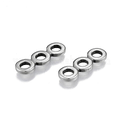 201 ステンレススチールマルチ連リンク  スペーサーバー  トリプルリング  ステンレス鋼色  22x7x2mm  穴：3.5mm&nbsp;STAS-N099-16