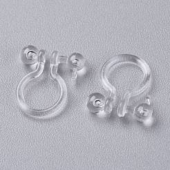 プラスチック製クリップ式イヤリングパーツ  カン付き  穴開けないイヤリング  透明  11x10x3mm  穴：1mm&nbsp;KY-K012-05