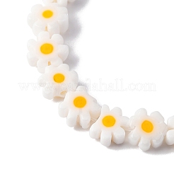 手作りミッレフィオーリガラスビーズ連売り  花  オレンジ  5.5~8x2.5mm  穴：1mm  約64~67個/連  15.75インチ〜16.34インチ（40~41.5cm）&nbsp;LAMP-J035-6mm-44