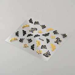 プラスチックネイルアートステッカー  花/ハート/蝶  ブラック  52x62x0.3mm  ステッカー：2~11x2~11mm  30個/セット&nbsp;MRMJ-WH20004-19E