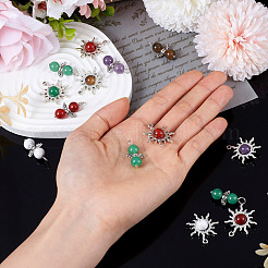 40個10スタイルの天然宝石ペンダント  アンティークシルバーメッキ合金太陽と天使のチャーム  27mm  4個/スタイル&nbsp;G-TA0001-88