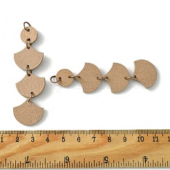 フラットラウンド＆ファンポプラウッドビッグペンダント  鉄製丸カン付き  淡い茶色  70x19x2mm  穴：5mm&nbsp;WOOD-G019-03A